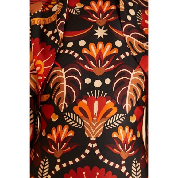 💕FARM RIO💕 Nature Beauty Red Scarf Backless Midi Dress ~ Large L NWT - Picture 11 of 16